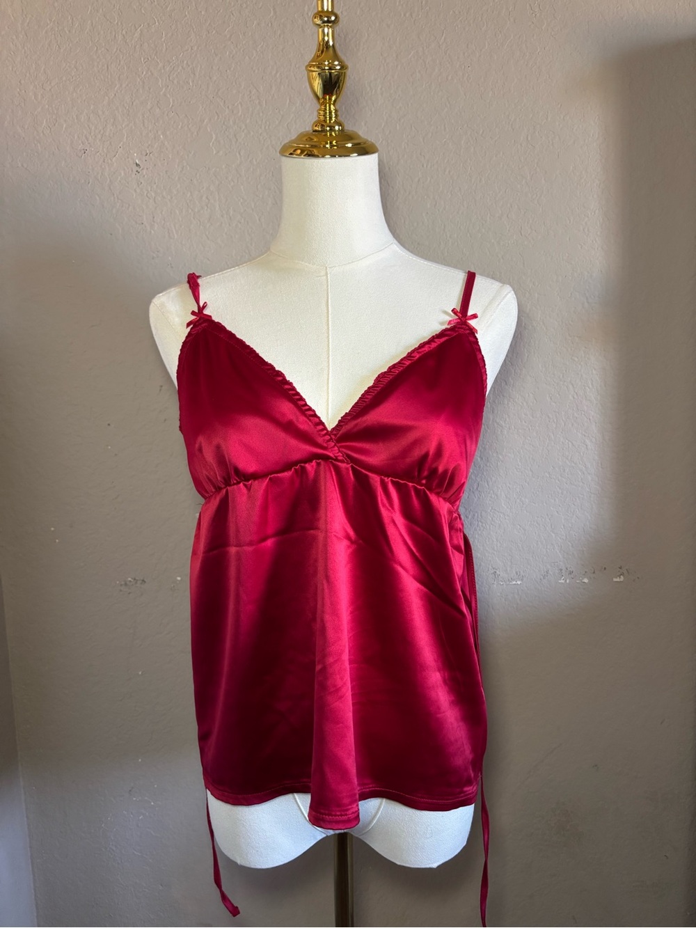 Red Satin Camisole Tank Top